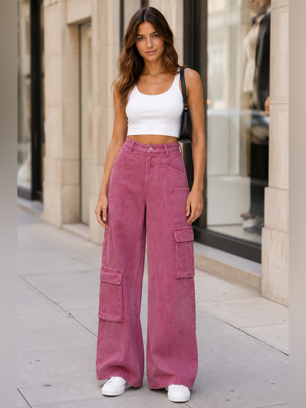 Kourt Mauve Cotton Drill Utility Cargo Jeans Waist Yoke Y2K Small NEW Sample